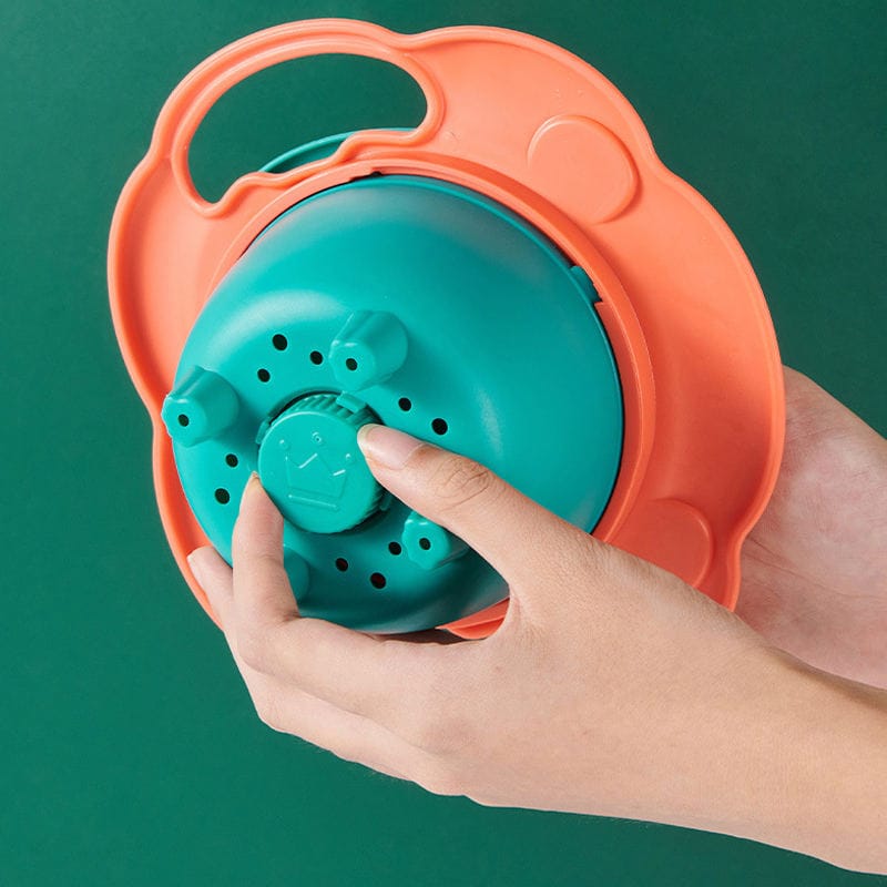 360 - degree rotating spill proof gyro bowl.