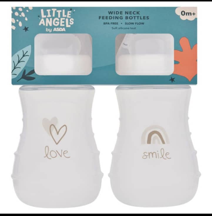 Little Angels by ASDA wide neck feeding bottles teats( 2 piece set)