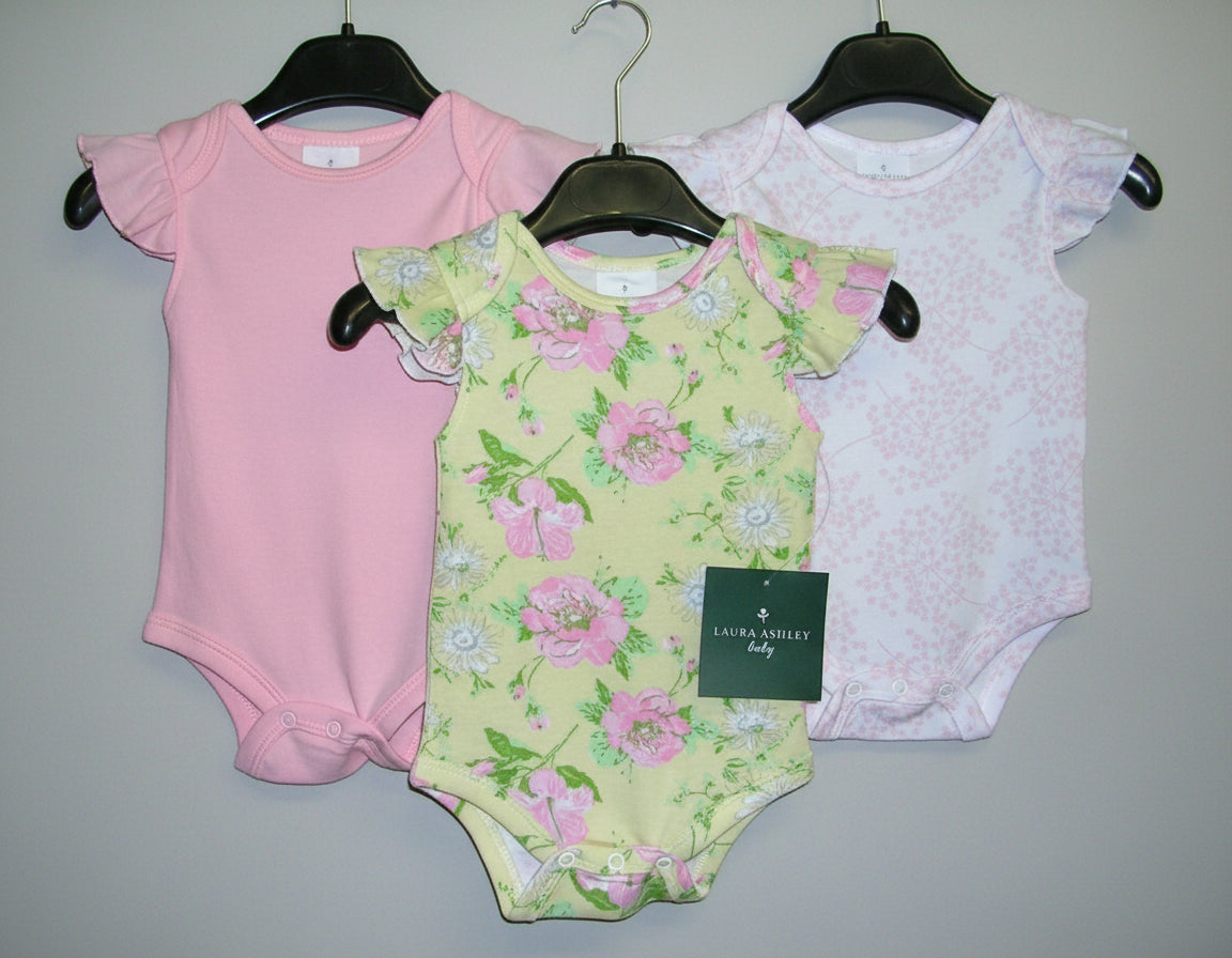 Laura Ashley baby 3 pack Bodysuits 3-6 months