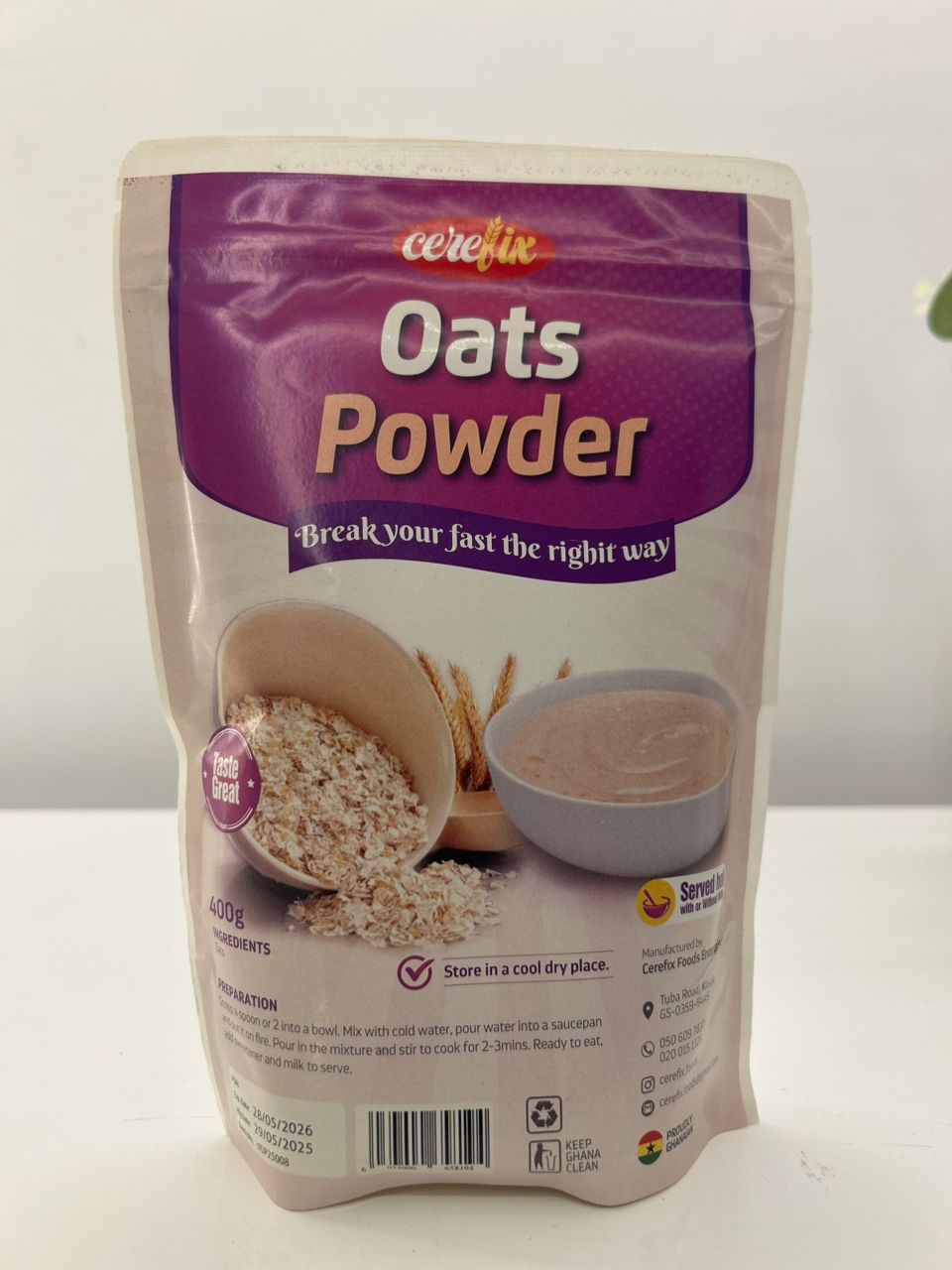 Cerefix oats powder 400g Single packaging - available at Beks Ghana