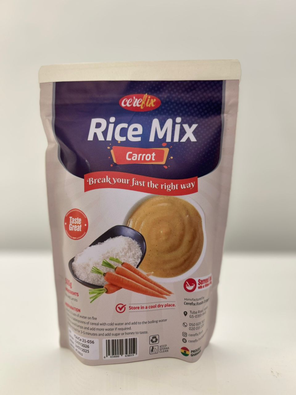 Cerefix rice mix carrot 500g Single packaging - available at Beks Ghana