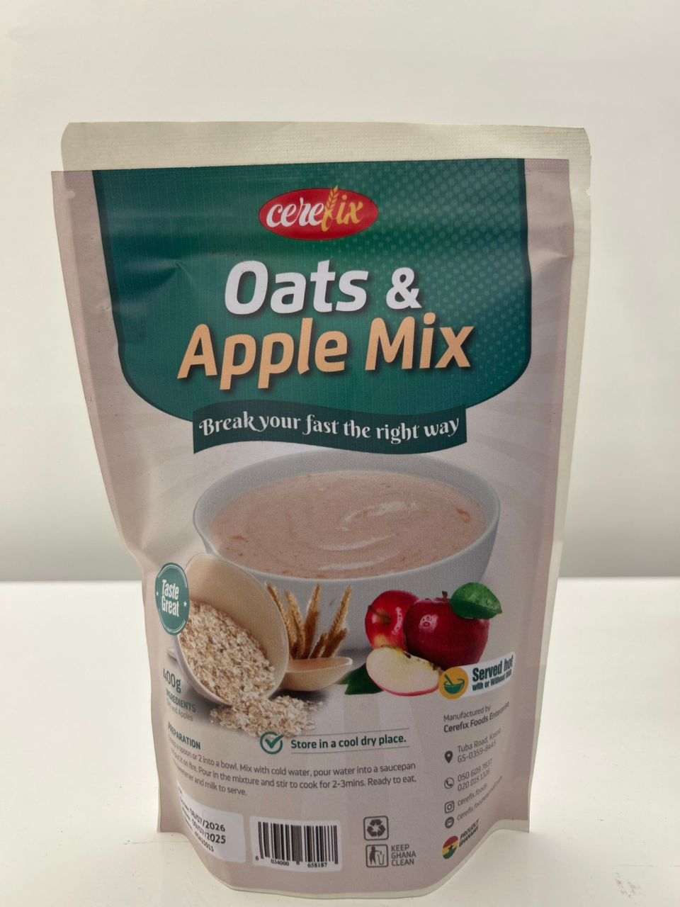 Cerefix rice Oats & Apple 400g Single packaging - available at Beks Ghana