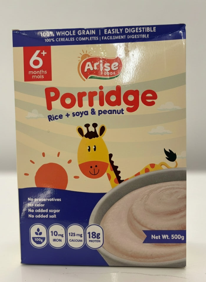 Arise cereal ( rice+Soya and peanut) 500g packaging - available at Beks Ghana