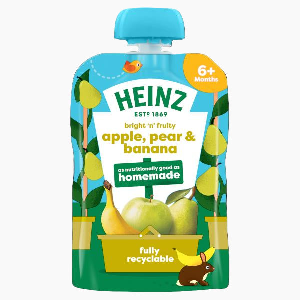 Heinz pouch Apple Pear Banana (100g) Single packaging - available at Beks Ghana