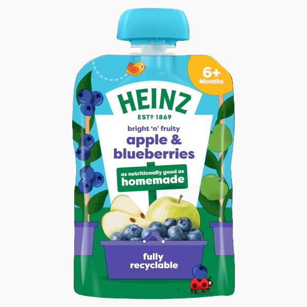 Heinz pouch Apple Blueberry (100g) Single packaging - available at Beks Ghana