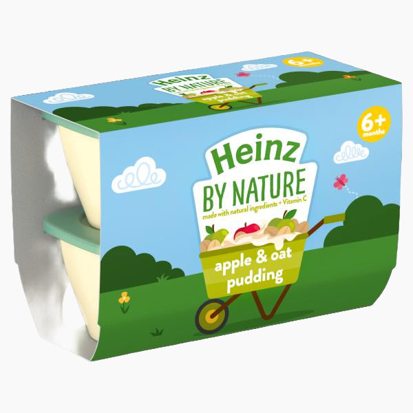 Heinz Fruit Pots Apple and Oats Pudding (100g x4)pack packaging - available at Beks Ghana
