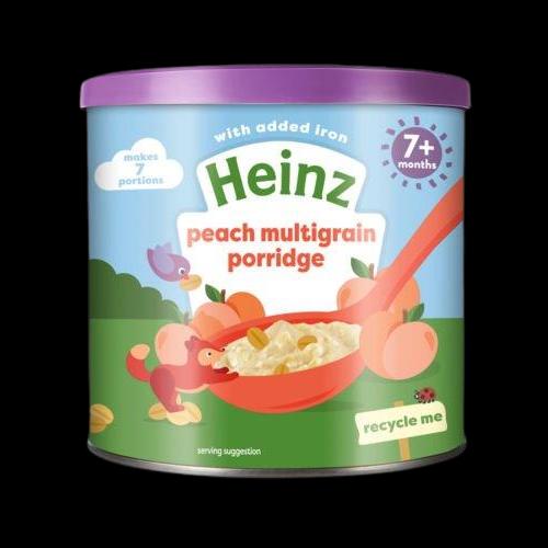 Heinz cereal Peach Multigrain Porridge (200g ×3) Pack packaging - available at Beks Ghana