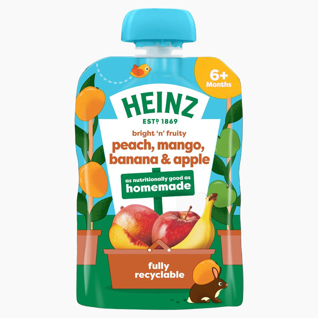 Heinz pouch Peach Mango Banana apple (100g) Single packaging - available at Beks Ghana