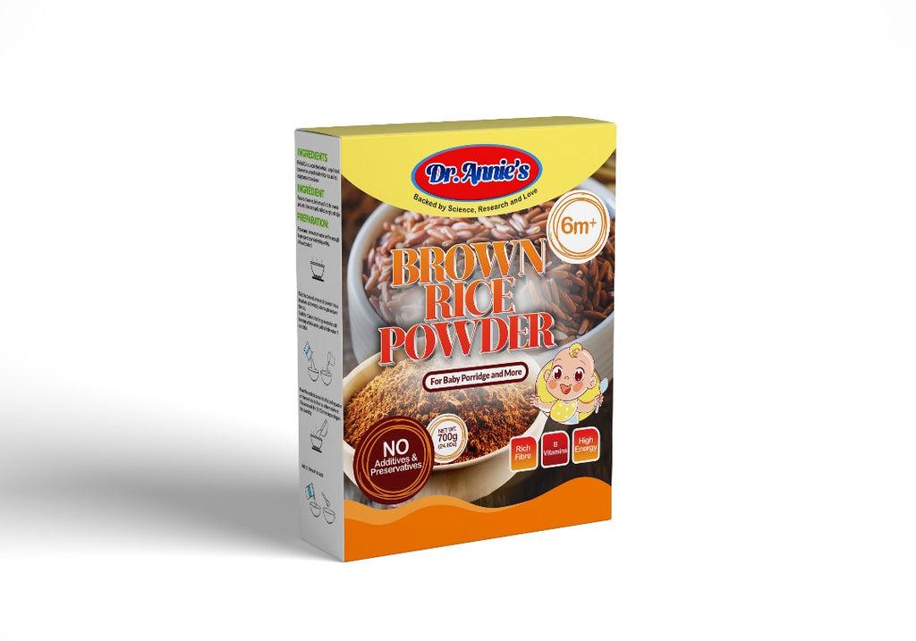 Dr. Annie's Brown Rice Powder packaging - available at Beks Ghana