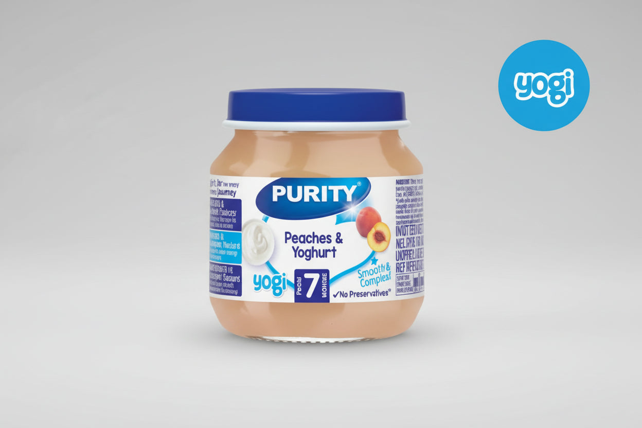 Purity small peaches & yoghurt Tray(125gx 6 x4) packaging - available at Beks Ghana