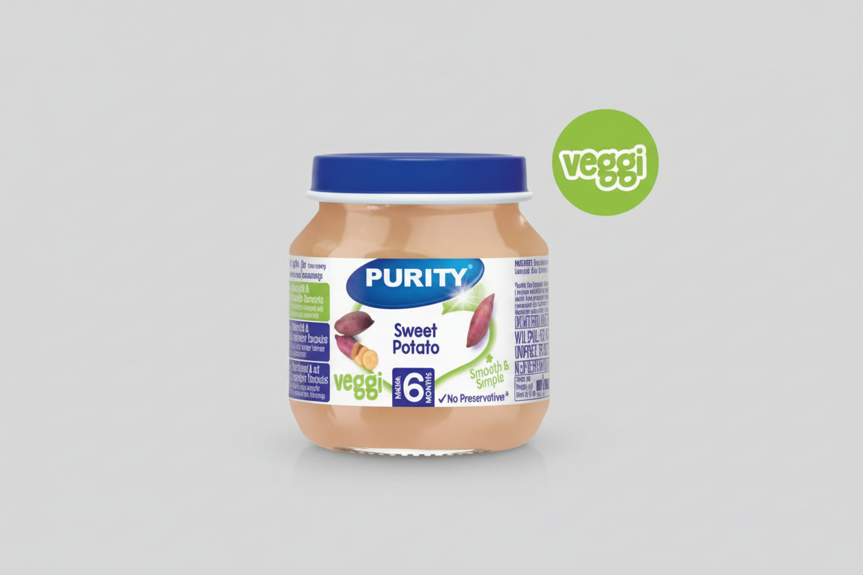Purity Small Sweet Potato Flavour pack (125g x 6) packaging - available at Beks Ghana