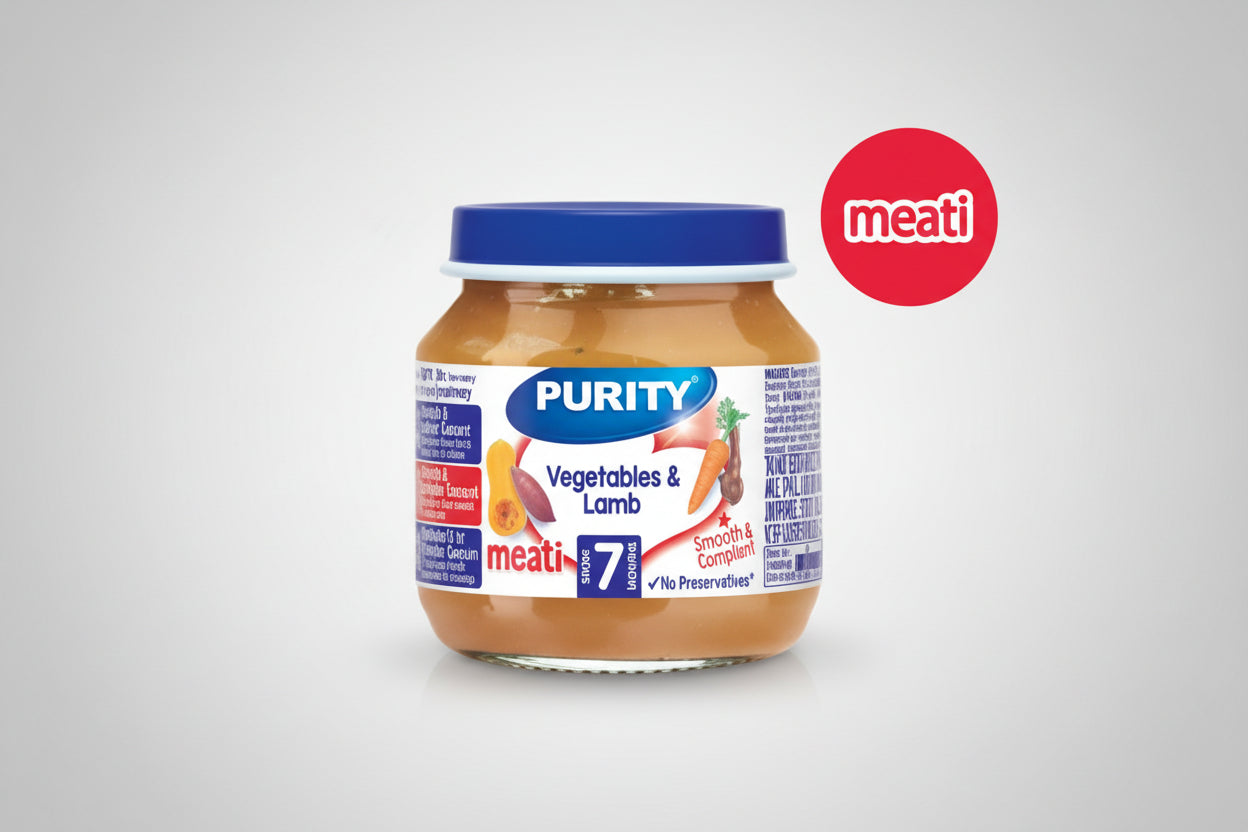 Purity Small vegetables and Lamb Tray (125g ×6×4) packaging - available at Beks Ghana