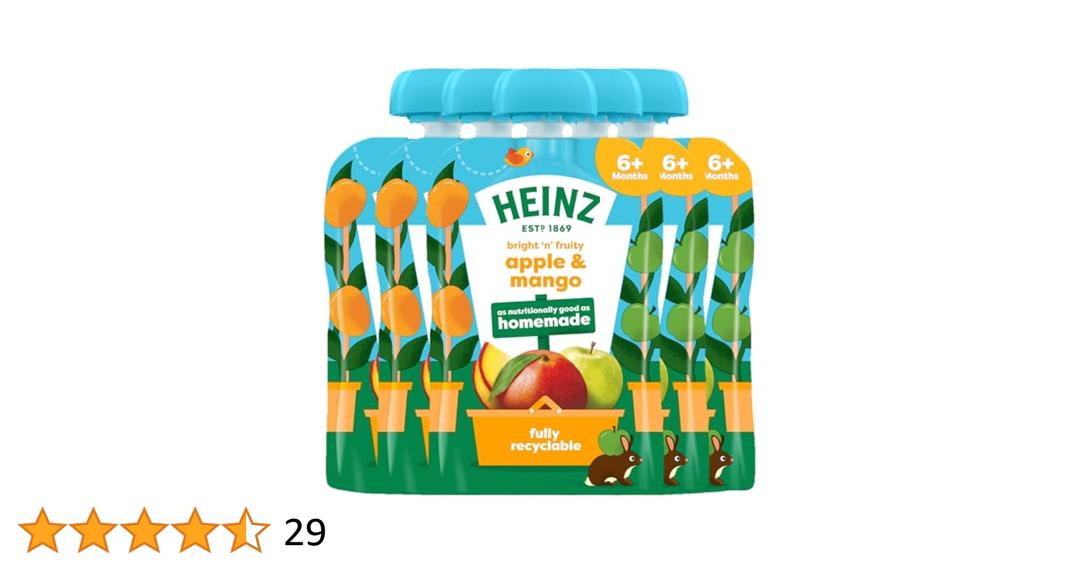 Heinz pouch Apple Pear Banana (6×100g) Pack packaging - available at Beks Ghana