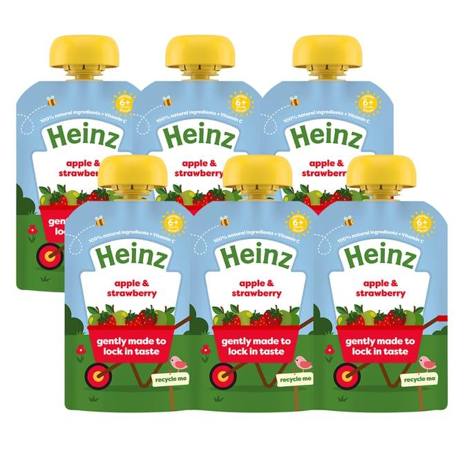 Heinz pouch Apple Strawberry (6×100g) Pack packaging - available at Beks Ghana
