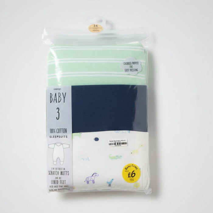 George baby 3 pack sleepsuit 3-6 months