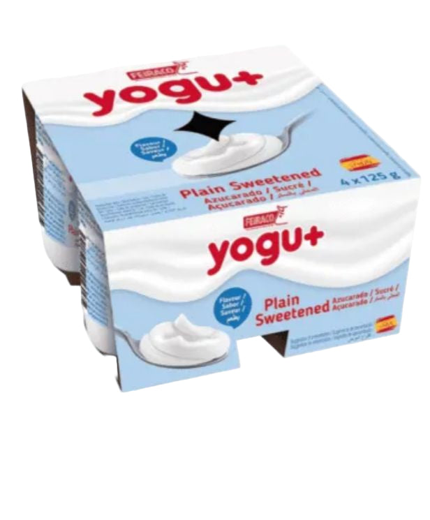 Yogu + Plain Sweetener tray (125g x3x4) packaging - available at Beks Ghana