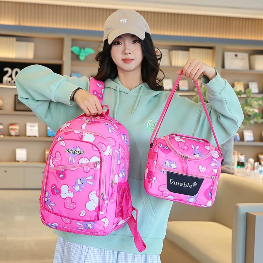 Durable 2 in 1 Bag Pack (Bag & Lunch Bag)+ Free Pencil