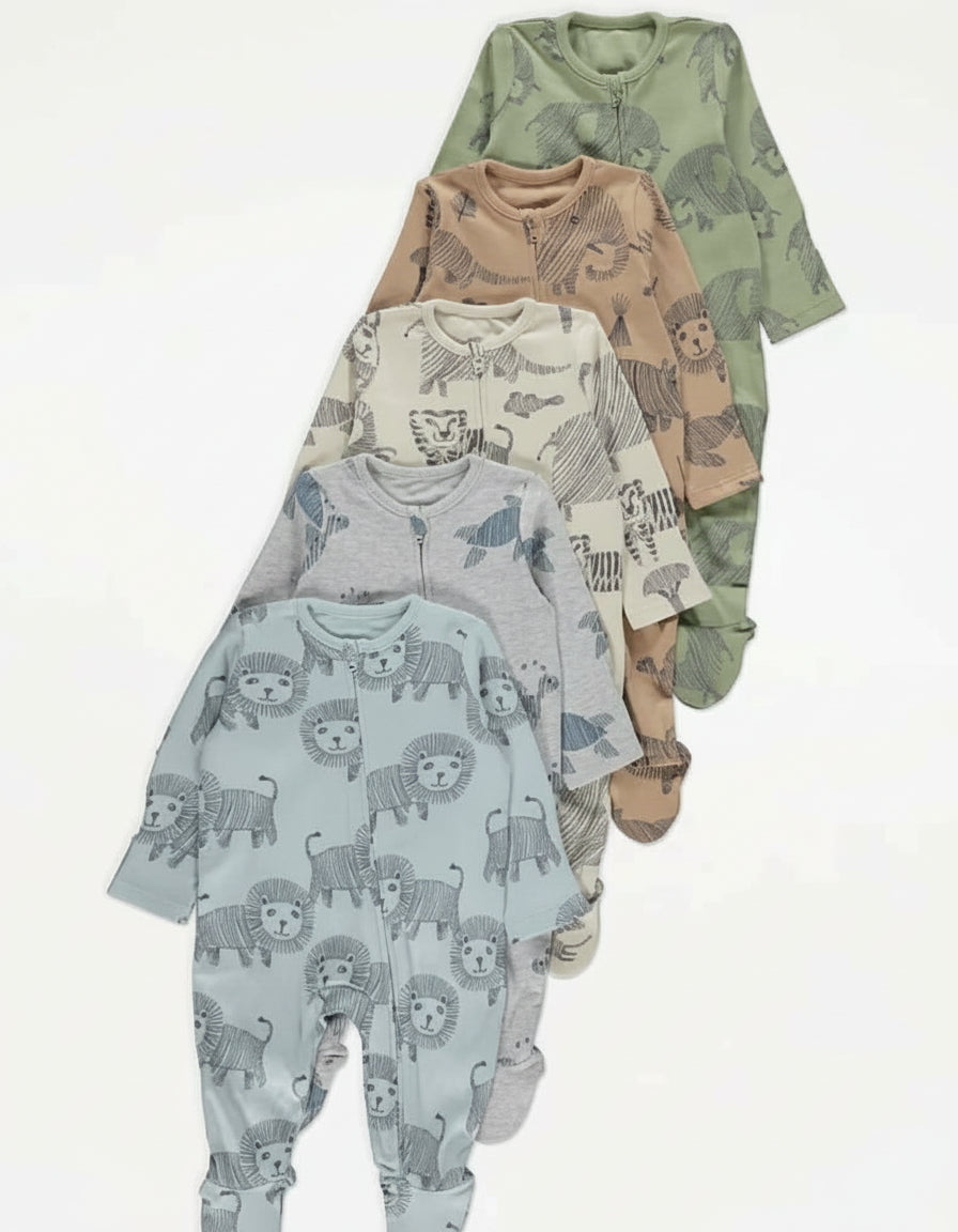 George Baby Animal Zip Rompers (set of 5) - Beks Ghana
