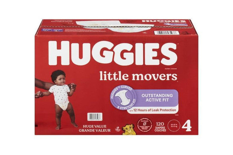 Huggies Little Movers Diapers Size 4 (120 Diapers, 10-17 kg)