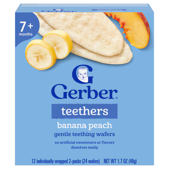 Gerber Teethers Banana Peach Gentle Teething Wafers (12 pieces) 7m+