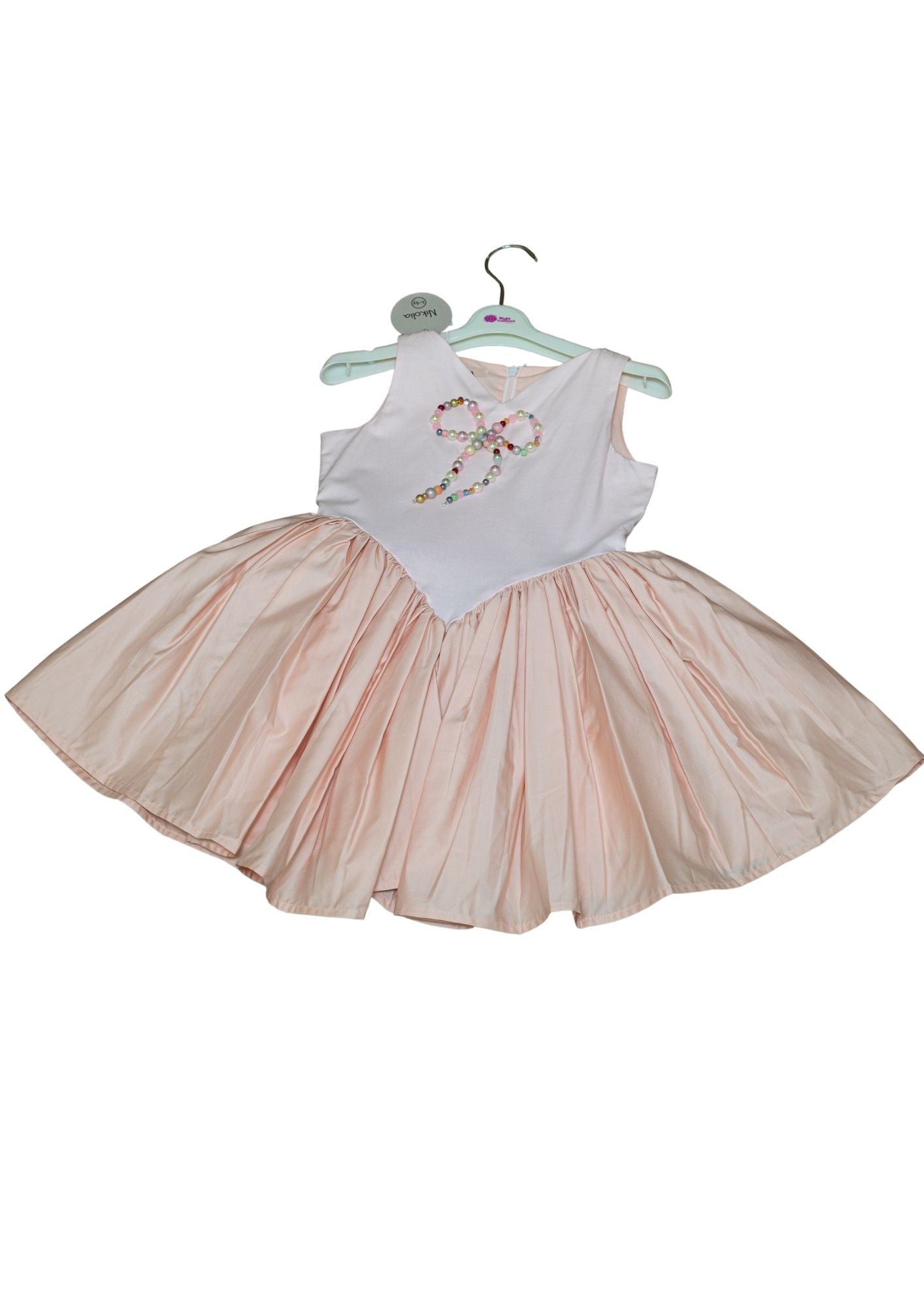 Nikolia girls dress (beaded bow tie design)  4-6yrs - kids fashion product photo