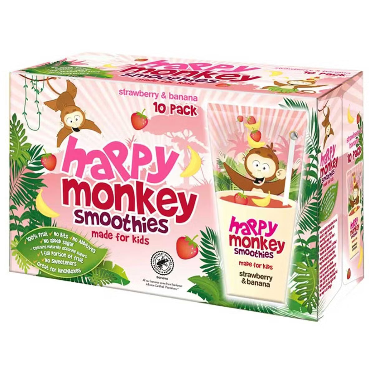 Happy Monkey Smoothies Strawberry & Banana 4x 10 pack