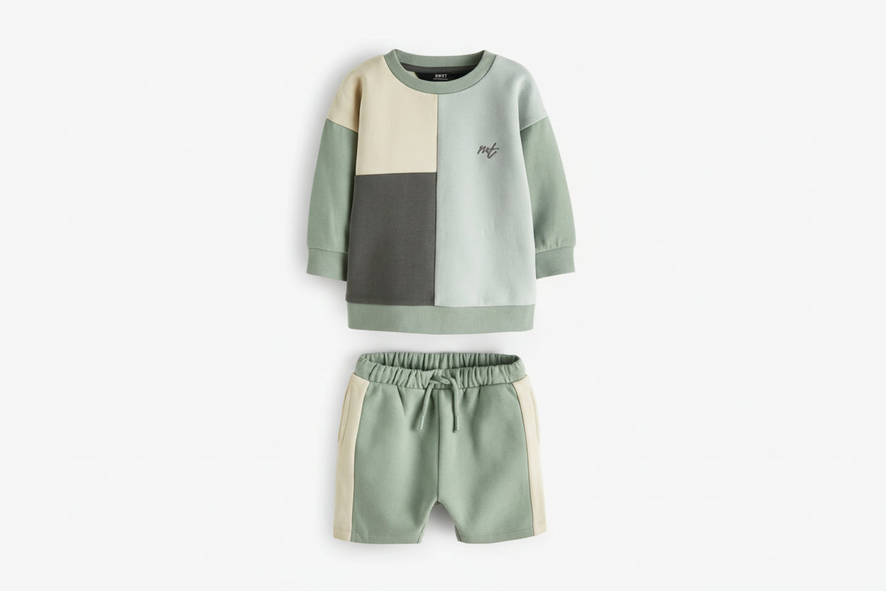 Next Set in Mint, Dark Green (Sweater & Short)
