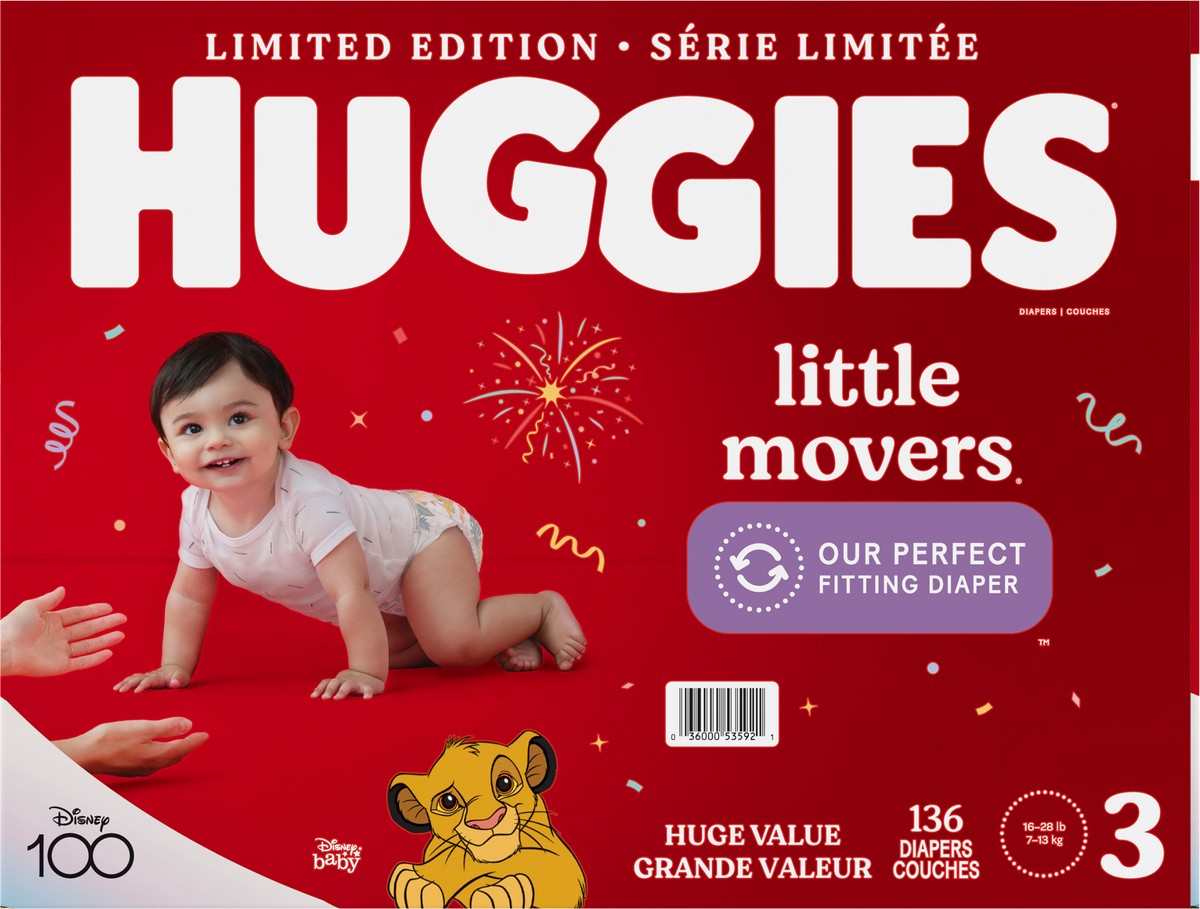 Huggies Little Movers Diapers Size 3 (136 Diapers, 7-13kg)