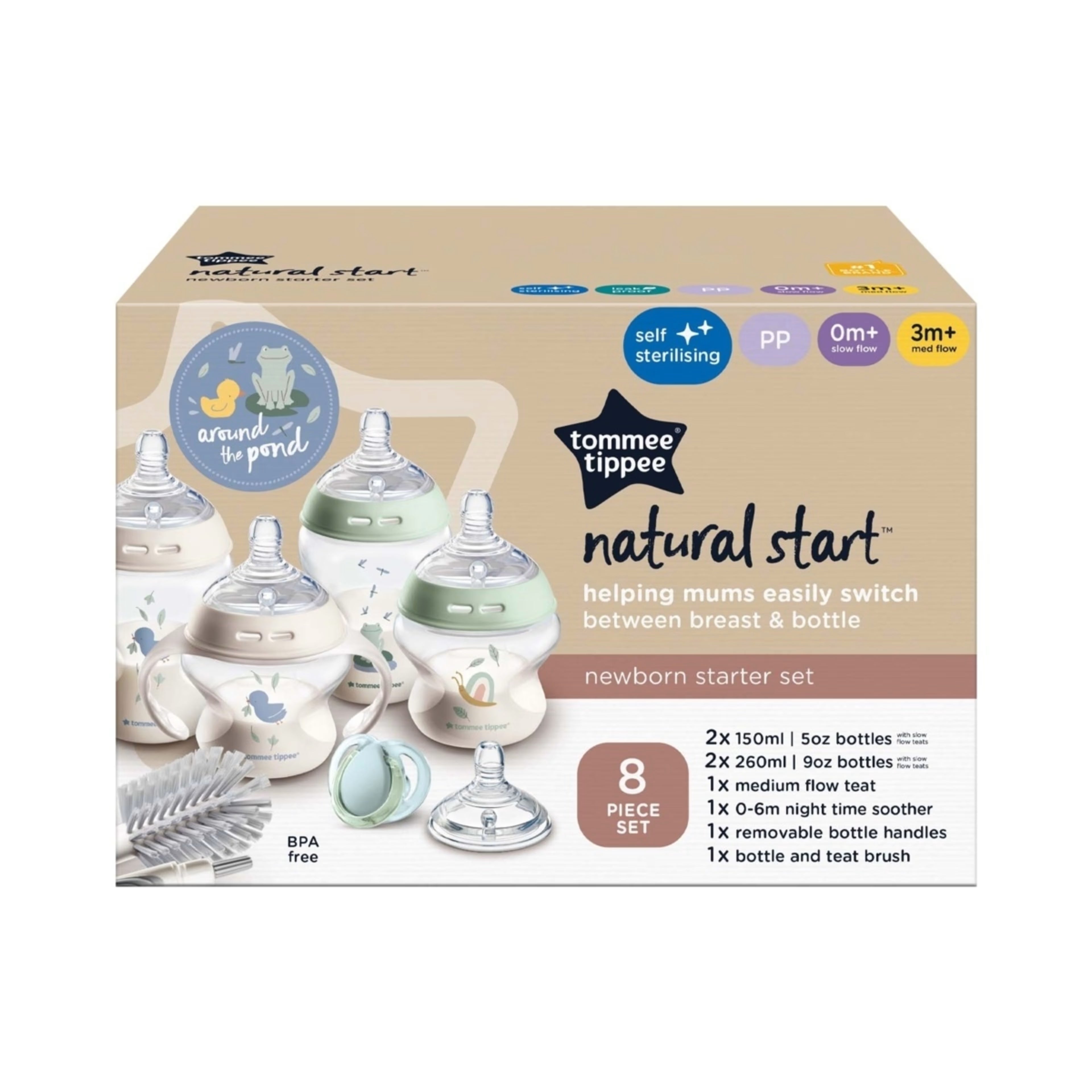 Tommee Tippee Natural Start Baby's First Bottle Set 8piece set 3m+