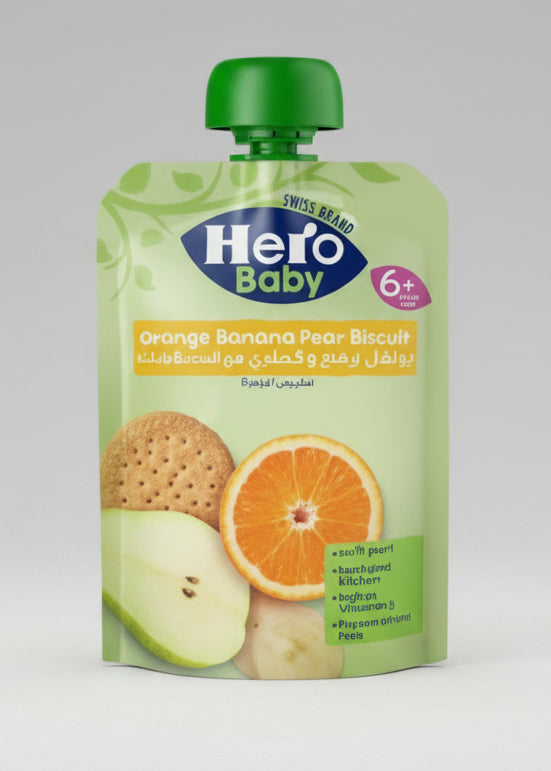 Hero Baby Orange  Banana Pear Biscuit Puree 100g 6m+