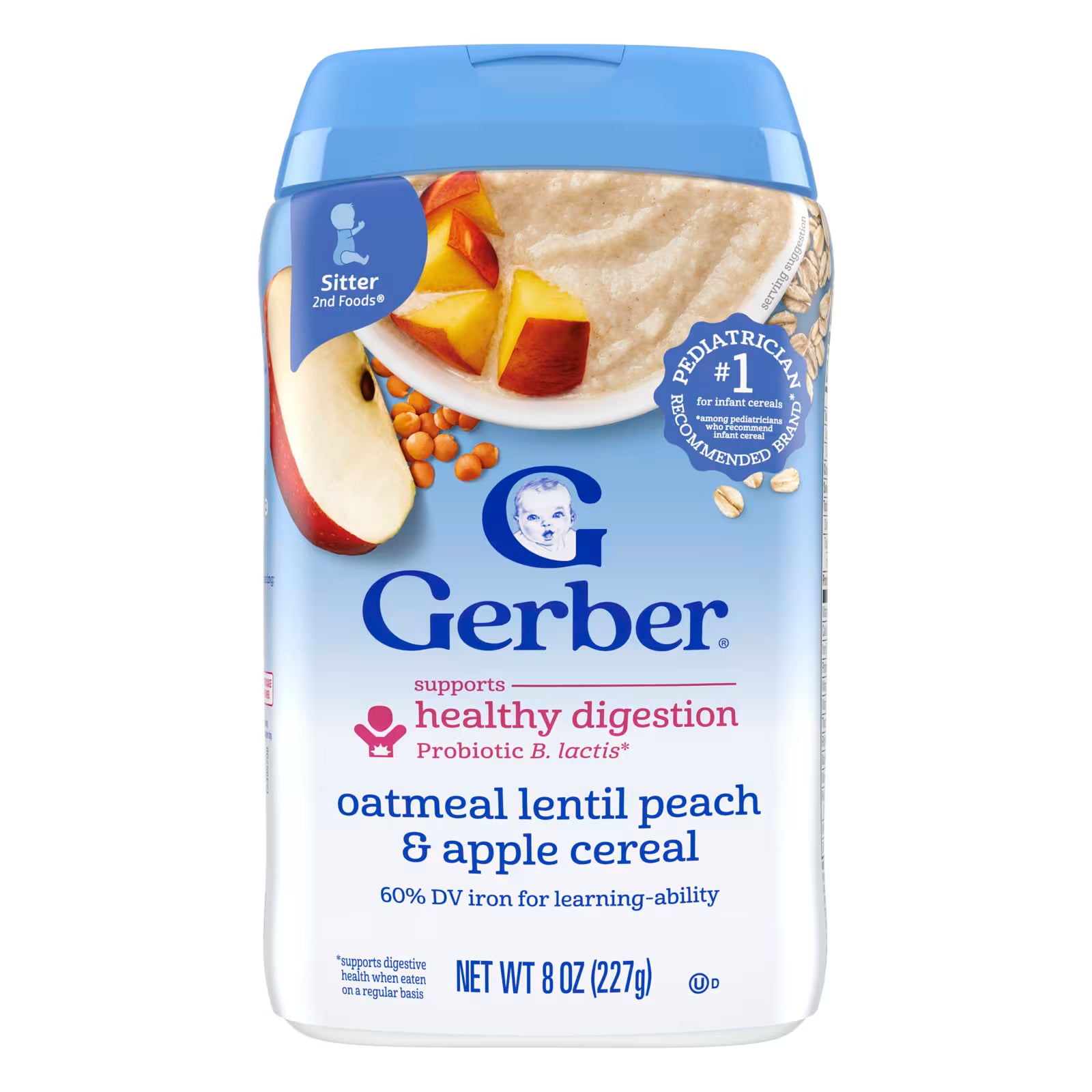 Gerber Oatmeal Lentil Peach & Apple Cereal 227g