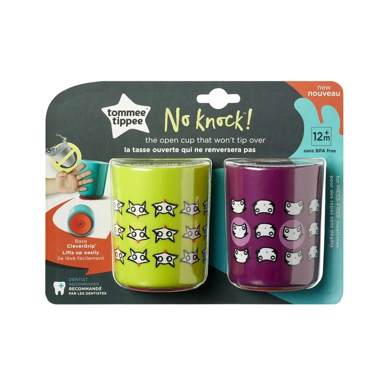 Tommee Tippee No Knocn k Toddler Cup, Cat & Fox - 12m, 2pk