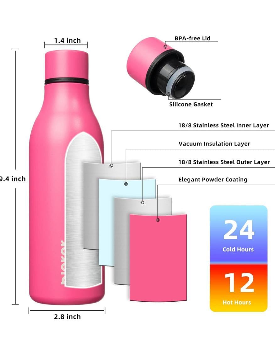 BJPKPK Insulated Water Bottles  Stainless Steel Metal Water Bottle 530ml