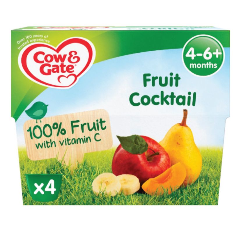 Cow & Gate Fruit Pots Cocktail (4x 100g) Pack packaging - available at Beks Ghana