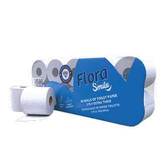 Flora smile 10 rolls toilet paper 2 ply extra thick