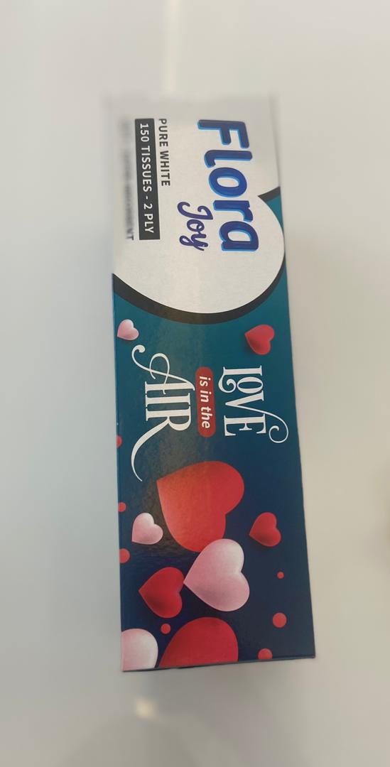 Flora joy pure white Tissue Paper (love is in the air) 150 Tissue Paper - 2ply – hygiene and toiletries product image