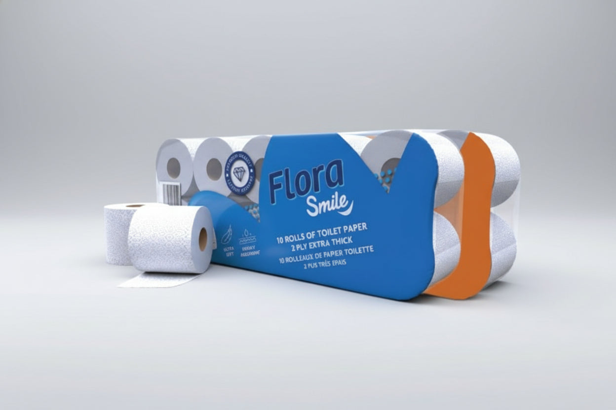 Flora Smile toilet rolls (10 rolls / pack) blue – hygiene and toiletries product image
