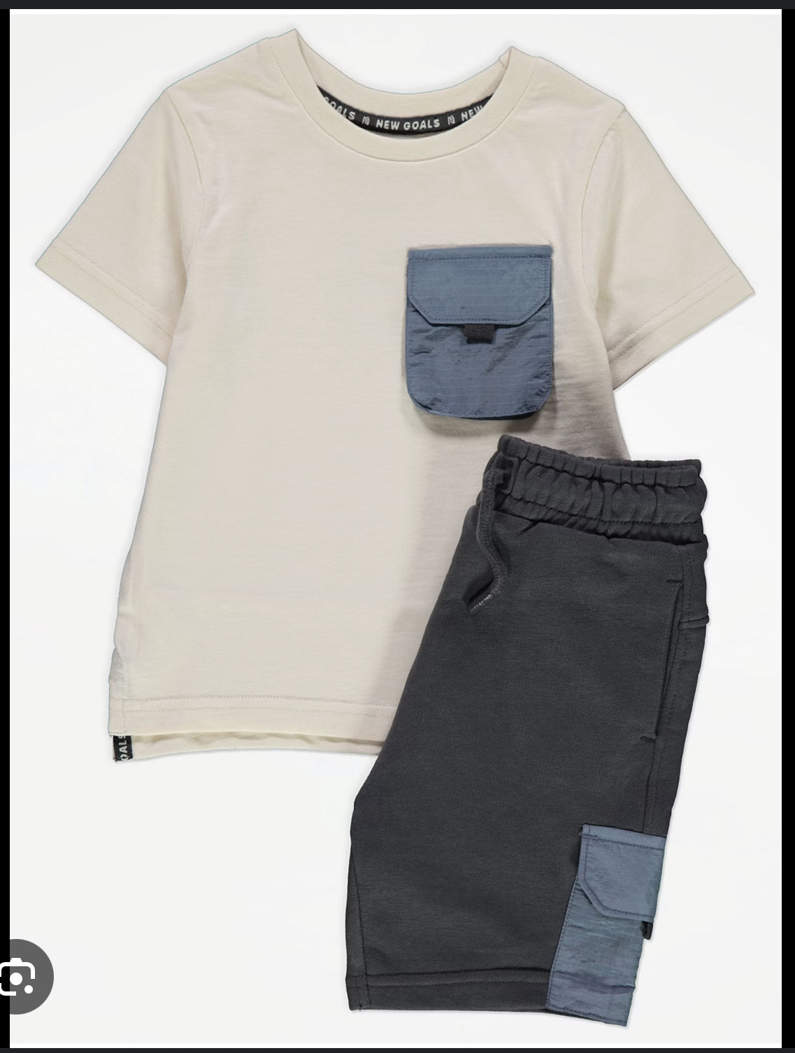 Neutral Cargo Pocket T-Shirt and Shorts Outfit