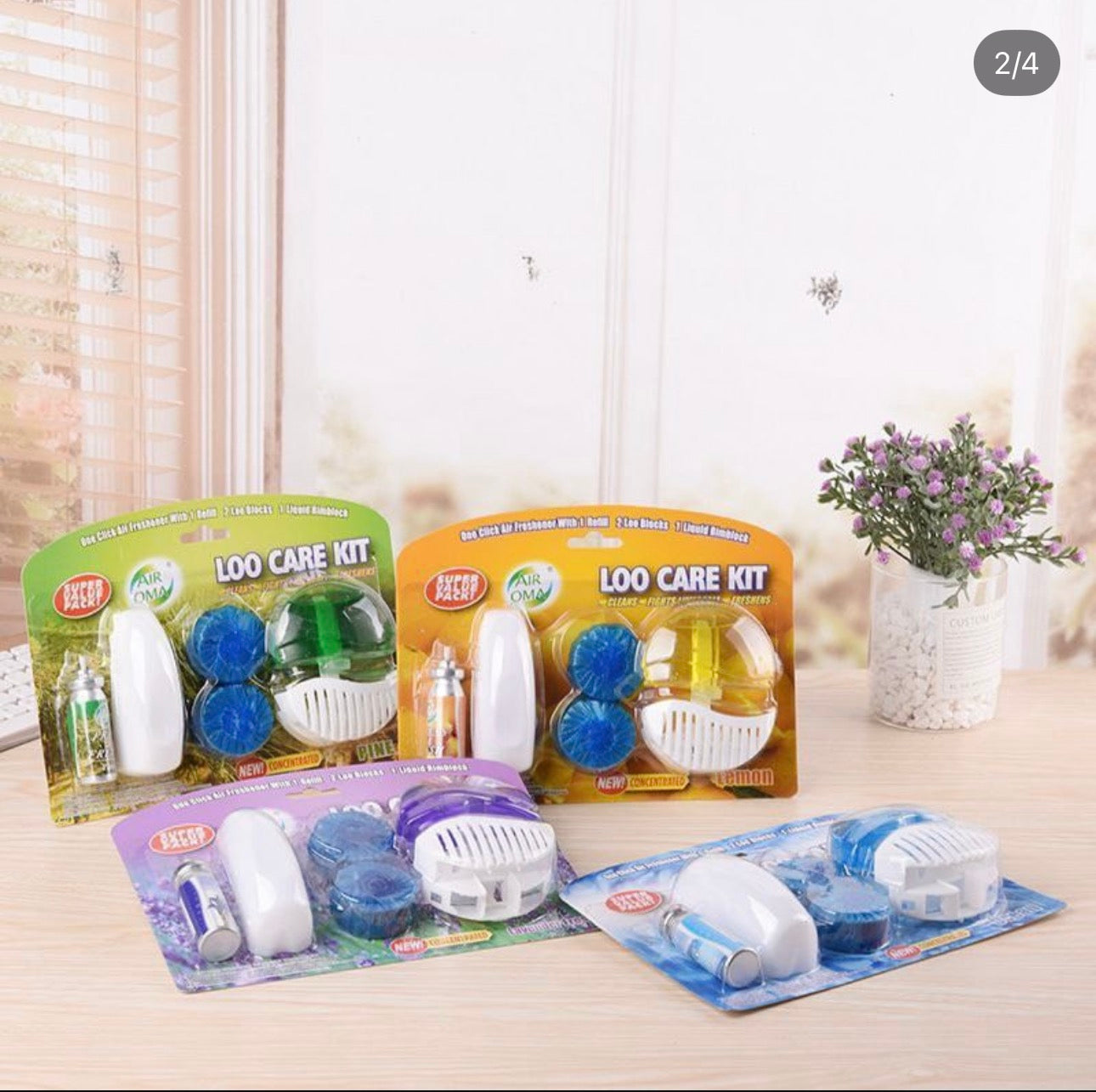 Loo Care Kit(Air Freshener with 1 Refill, 2 Loo Blocks & 1 Liquid Rim block)