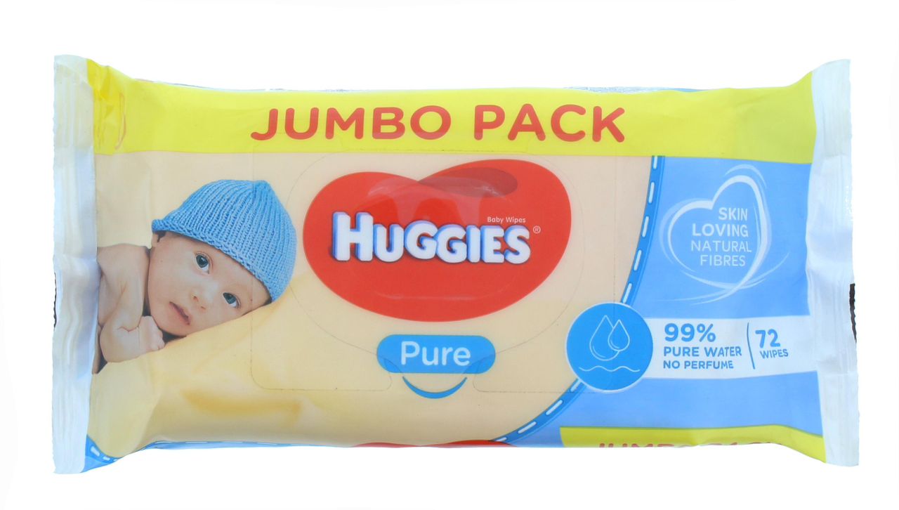 Huggies Pure Wipes (Jumbo)- 72 (Single pk) – diaper product photo at Beks Ghana