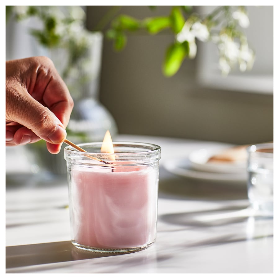 Lugnare Candle - Scented candle in glass, Jasmine/pink, 40 hr