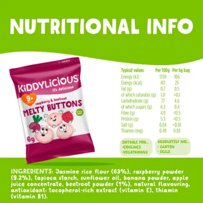 Kiddylicious Raspberry & Beetroot Melty Buttons 6g