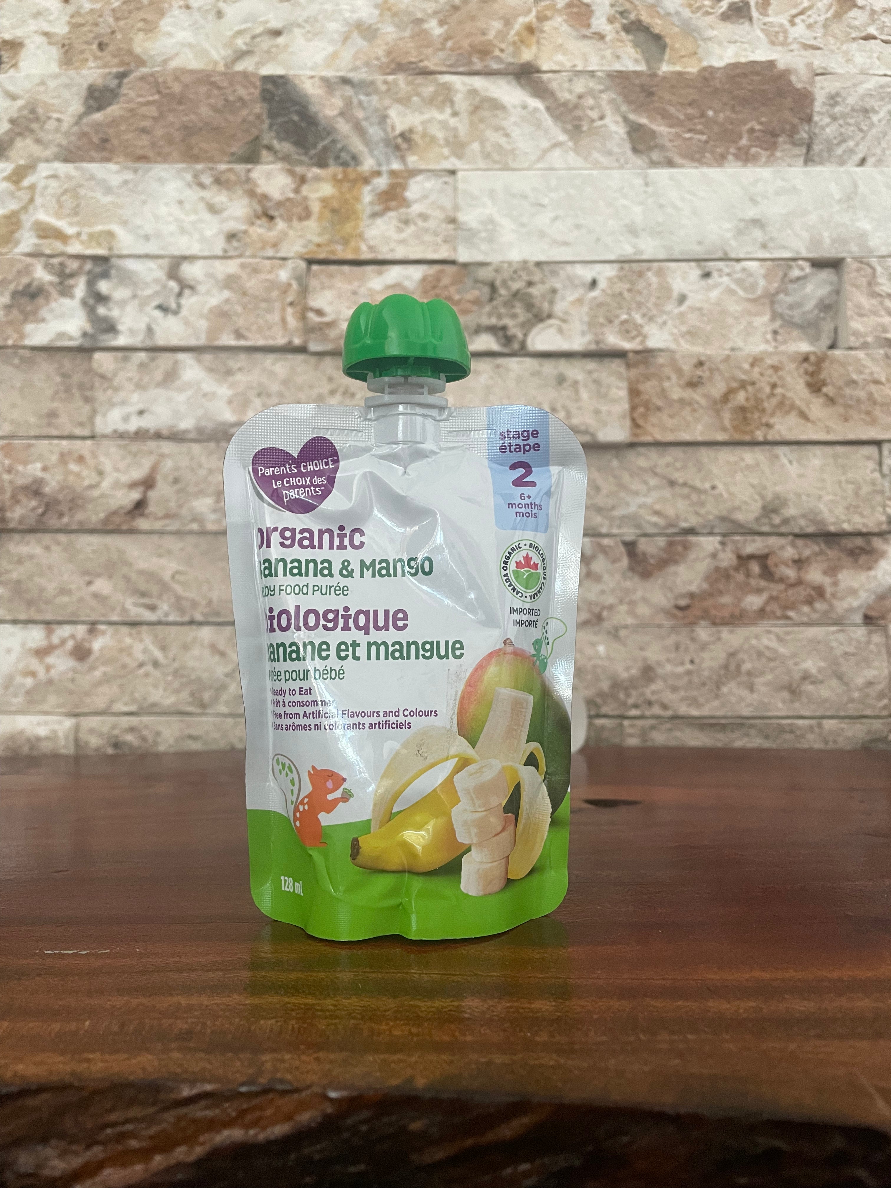 Parent’s Choice Organic Banana & Mango Baby Food Purée