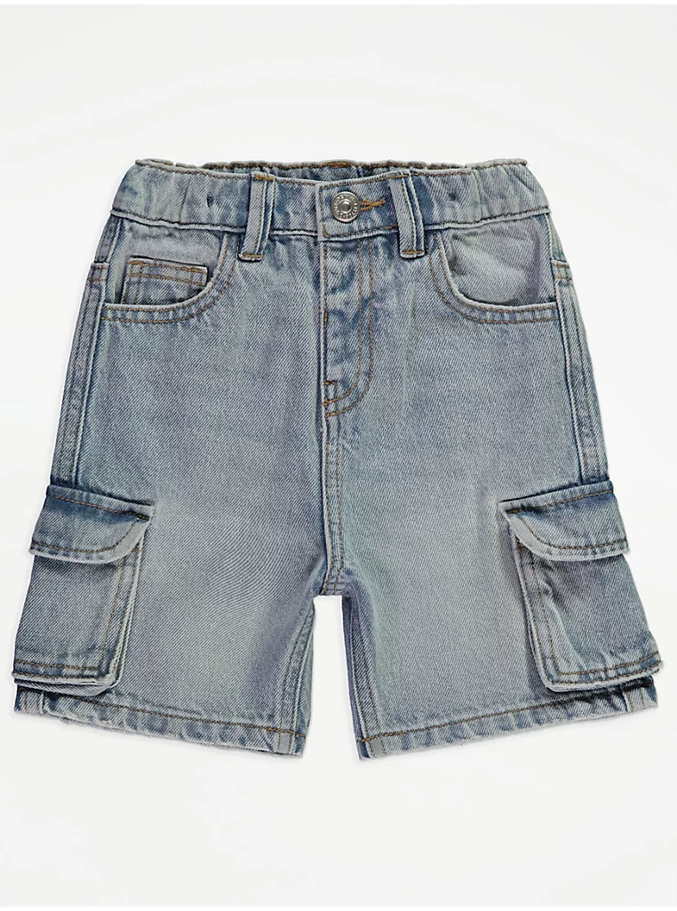 George Blue Denim Cargo Pockets Shorts