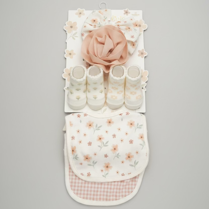 Ava Olivia Set ( 2 headbands, 2 bibs & 2 Booties)