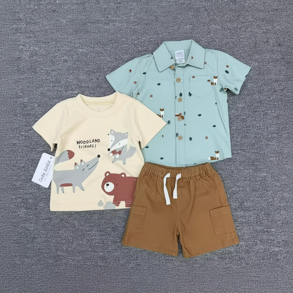 Cute Koala Baby 3 Piece Set (Shirt, T-Shirt & Short)