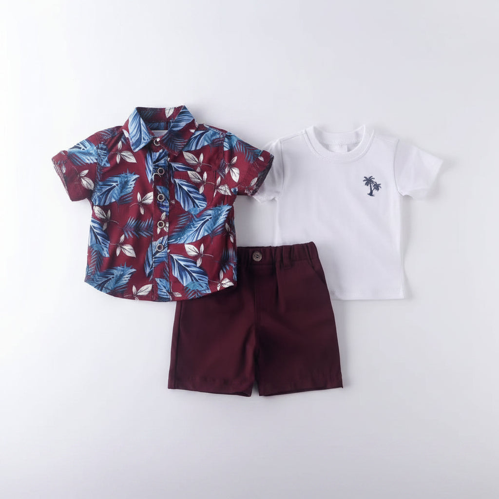 Tiaghrb Kids Fashion 3-Piece (Shirt, Top & Shorts + Spectale)