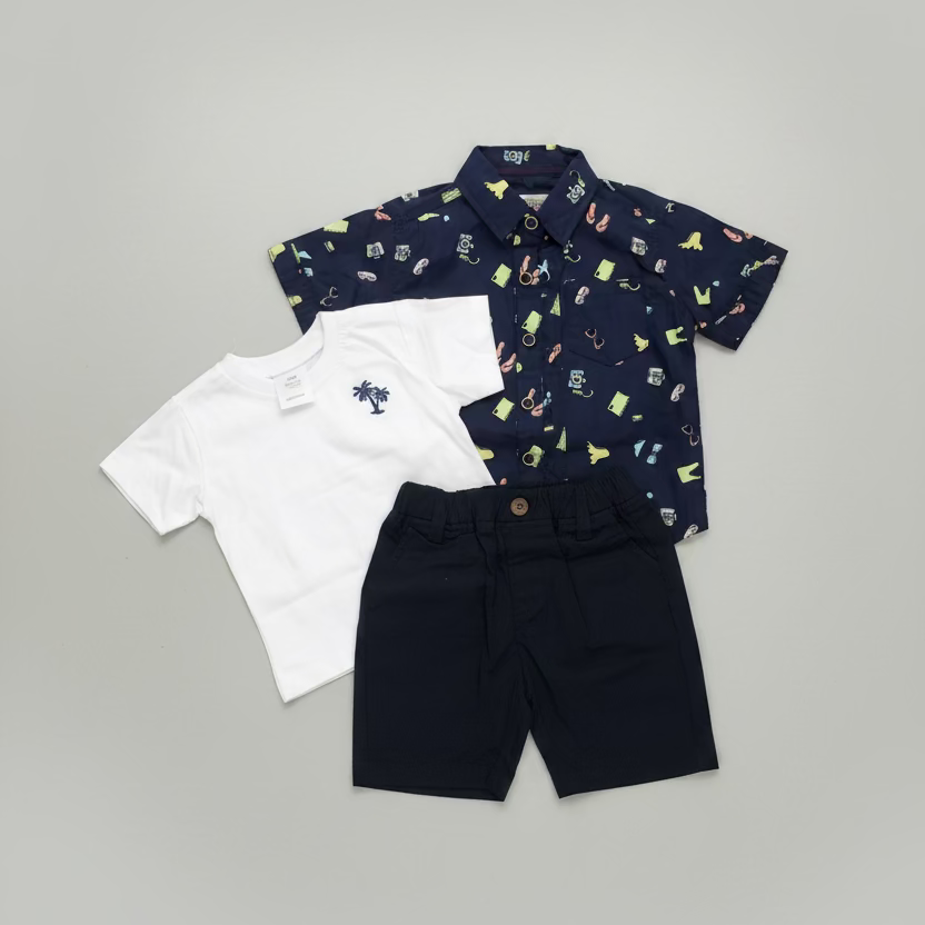 Tiaghrb Kids Fashion 3-Piece (Shirt, Top & Shorts + Spectale)