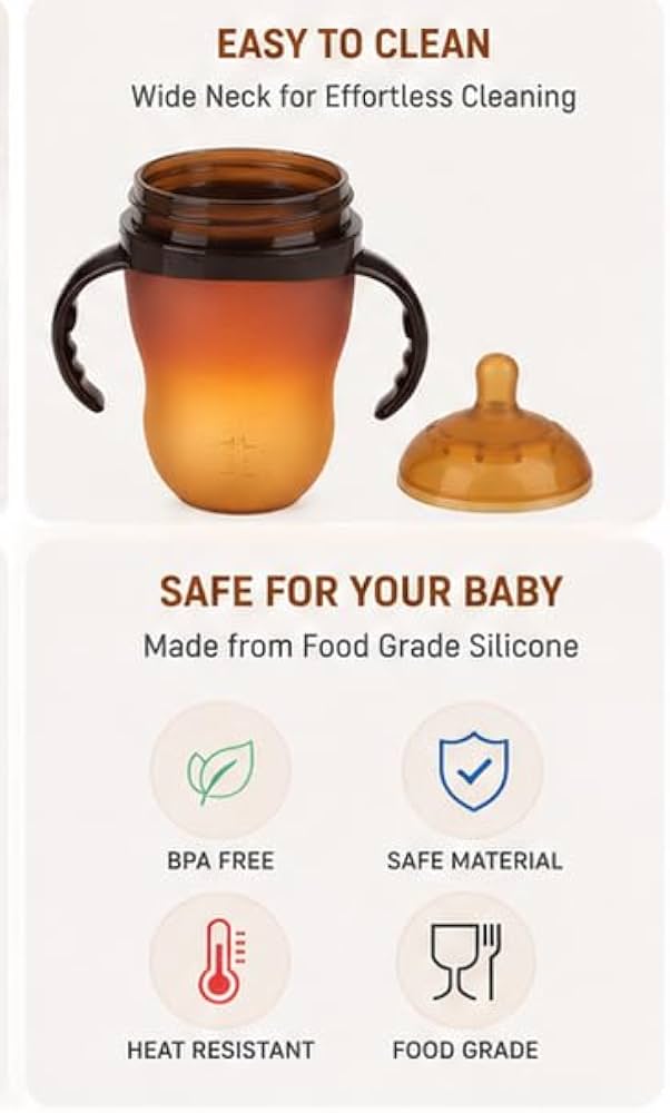 Silicone Baby Feeding Bottle with Handle 270ml