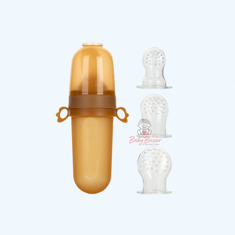 2 in 1  Baby Silicone Food Feeder & Complementary Squeeze Spoon